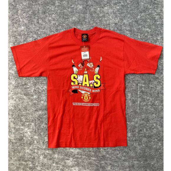 Manchester United shirt soccer SAS Treble champions 1999 red large futball NWT - Picture 1 of 11